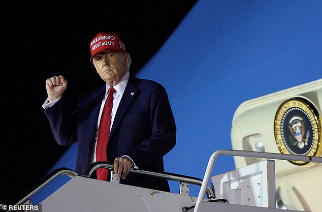 Donald Trump (pictured) slammed Ukrainian President Volodymyr Zelensky on Monday, saying he wasn't interested in finding peace just as the American president was due to meet with top officials to discuss whether to end aid to the embattled country altogether